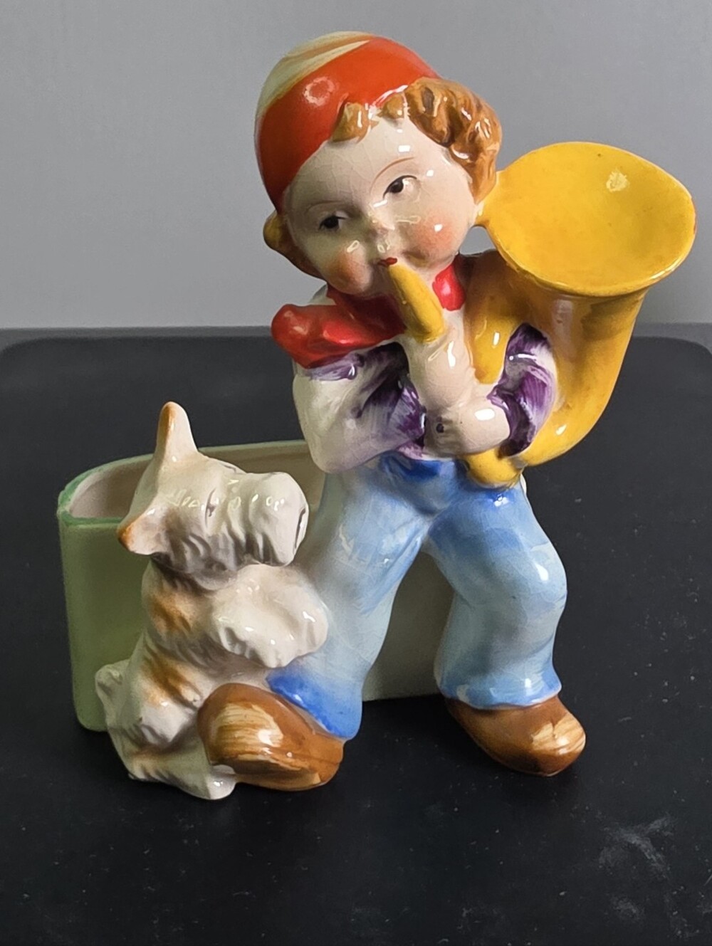 Vintage 1945 Scottie Dog And Boy Planter